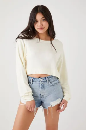Forever 21 Haut de crop féminin détendu à manches tombantes crème Forever 21
