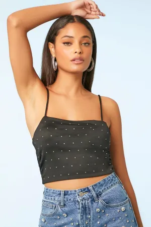 Forever 21 Femme Cami Court Strass Noir Forever 21
