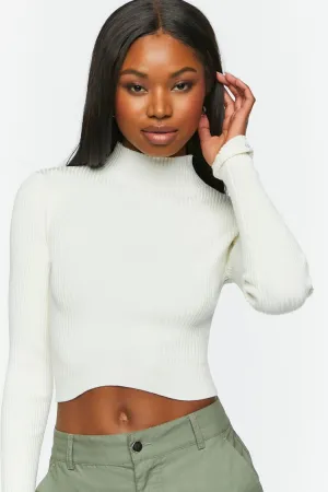 Forever 21 Haut court en maille côtelée à col montant vanille pour femme Forever 21