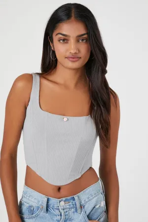Forever 21 Haut bustier court côtelé rose pour femme Gris Harbour Forever 21