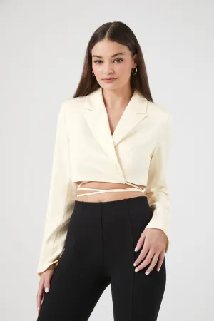 Blazer court en satin enveloppant pour femme Forever 21 Vanille