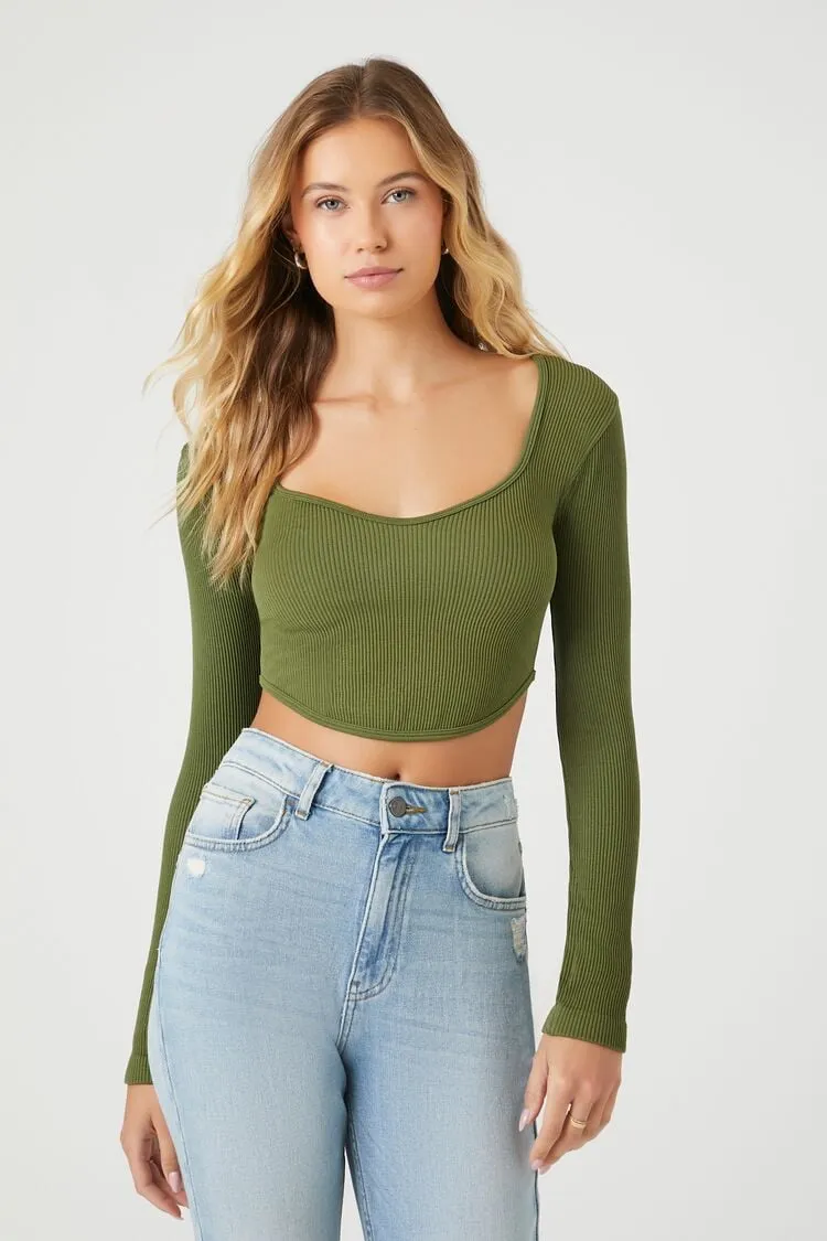 Forever 21 Haut court féminin sans coutures à ourlet courbé Cyprès Forever 21