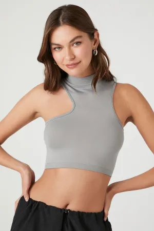 Forever 21 Haut de bikini femme sans coutures avec découpes et bustier court gris port