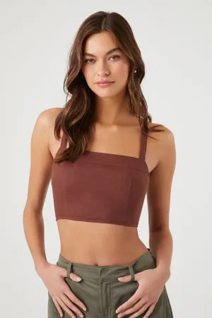 Forever 21 Haut court pour femmes à smocks et nouage dans le dos Cappuccino Forever 21