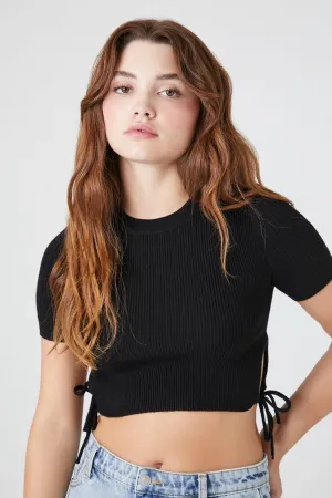 Forever 21 T-shirt court en maille à motifs découpés pour femme Noir Forever 21