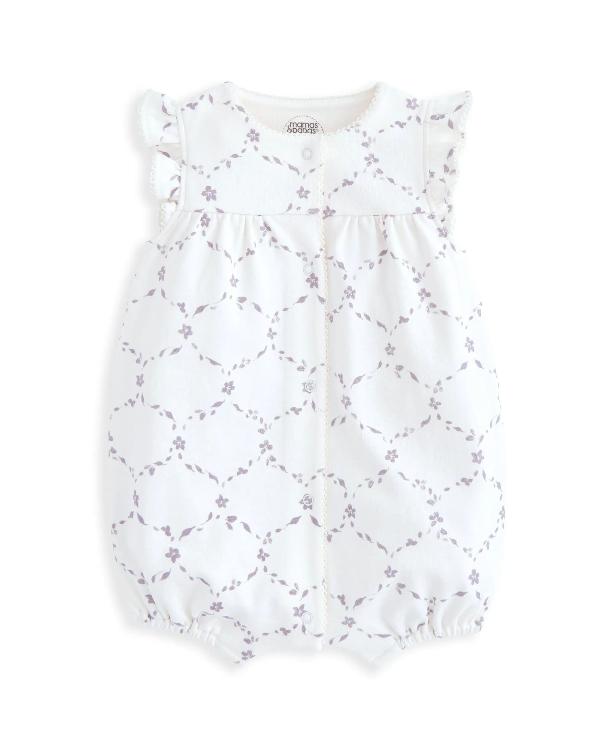 Barboteuse à manches courtes à volants - Imprimé Trellis Bébé Enfant Mamas & Papas