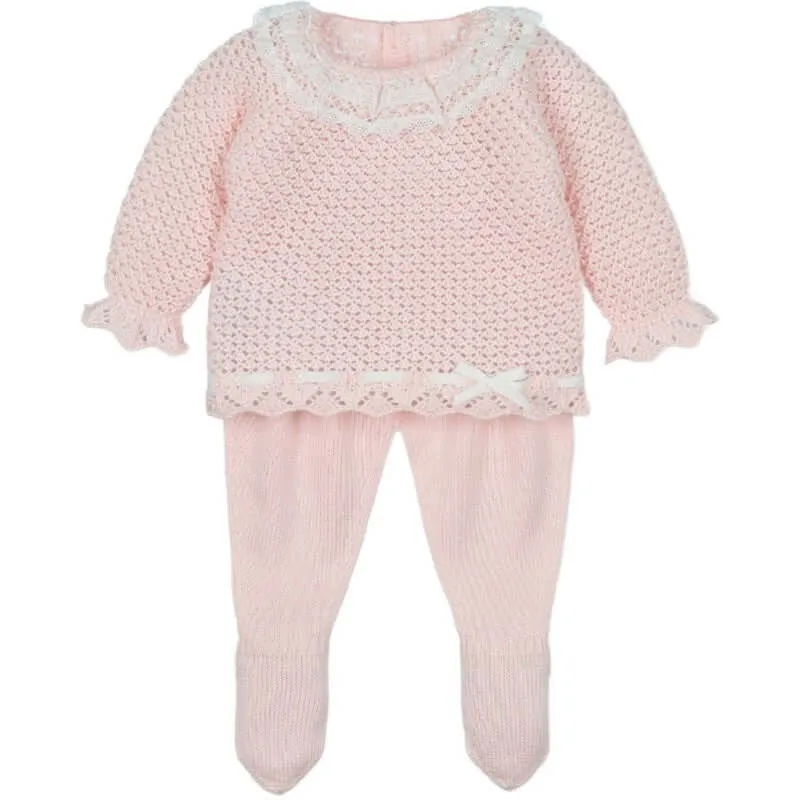 Ensemble en maille rose 2 pièces pour filles