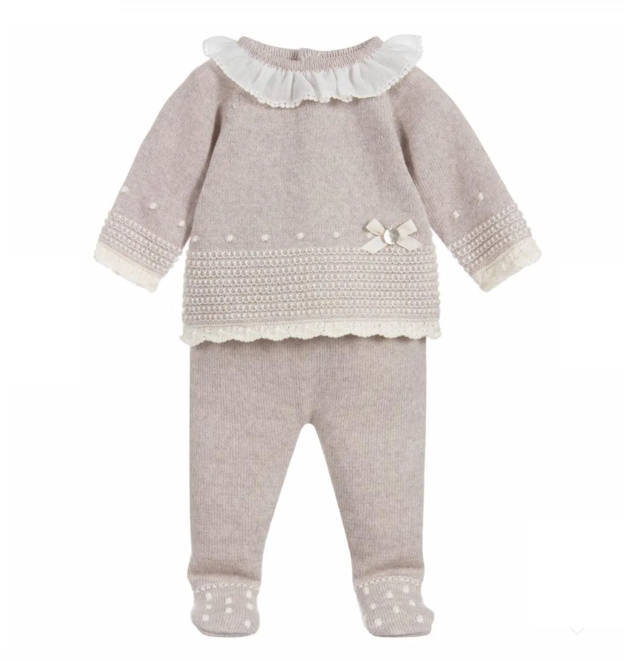 Ensemble de leggings tricotés beige pour filles
