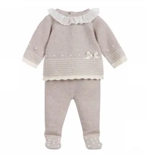 Ensemble de leggings tricotés beige pour filles