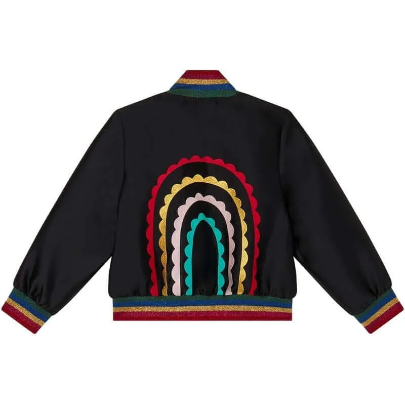 Veste bomber à franges noires pour filles