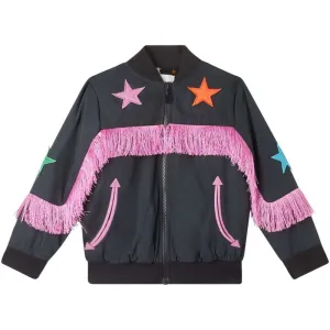 Veste étoilée à franges noires pour filles