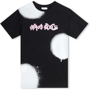 Robe graffiti noir à manches courtes pour filles