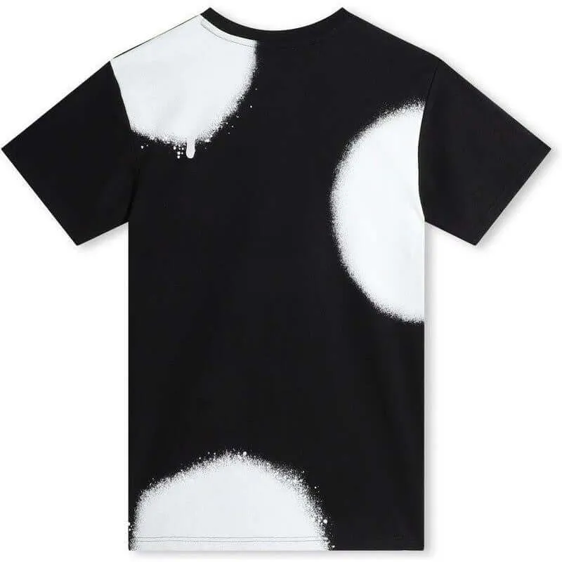 Robe graffiti noir à manches courtes pour filles