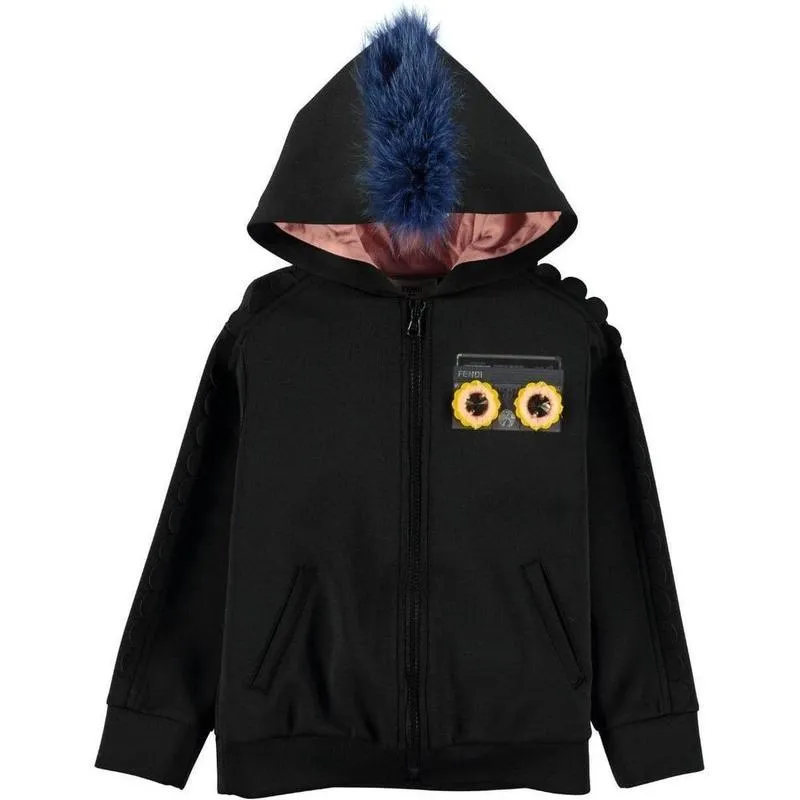 Pull à capuche en néoprène noir pour filles