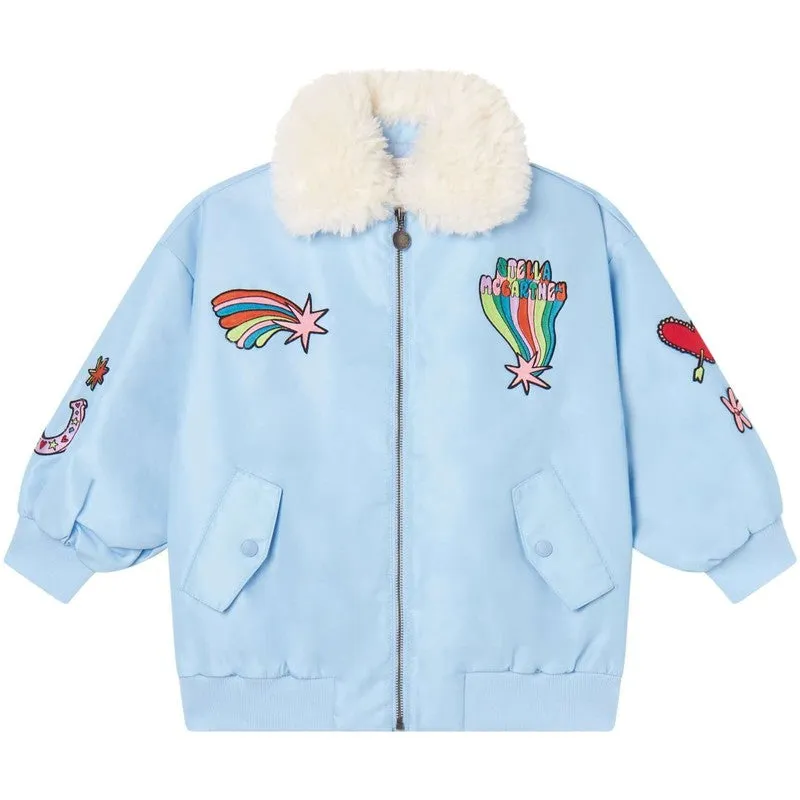 Veste bomber bleu céleste pour filles