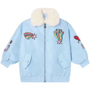 Veste bomber bleu céleste pour filles