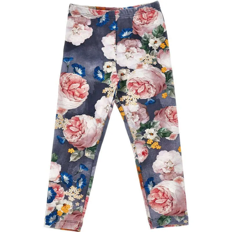Ensemble de Leggings à Fleurs Bleues pour Filles