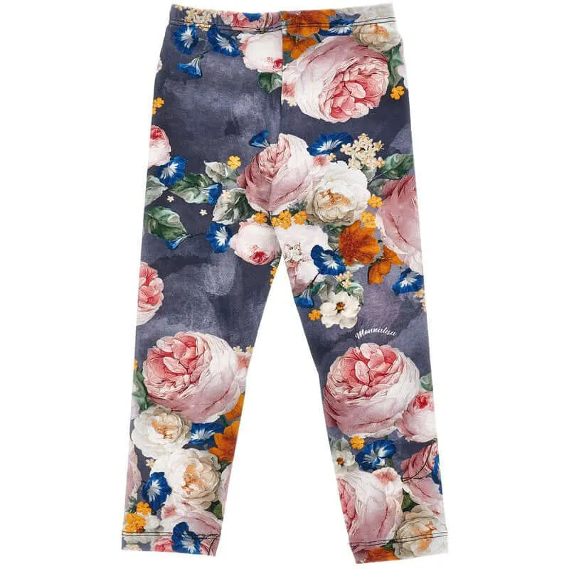 Ensemble de Leggings à Fleurs Bleues pour Filles