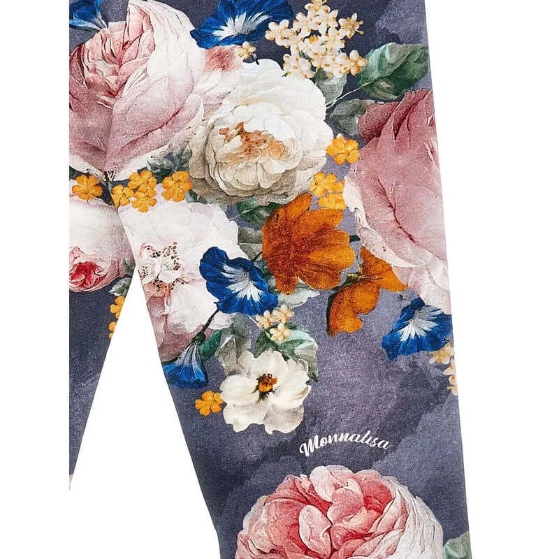 Ensemble de Leggings à Fleurs Bleues pour Filles