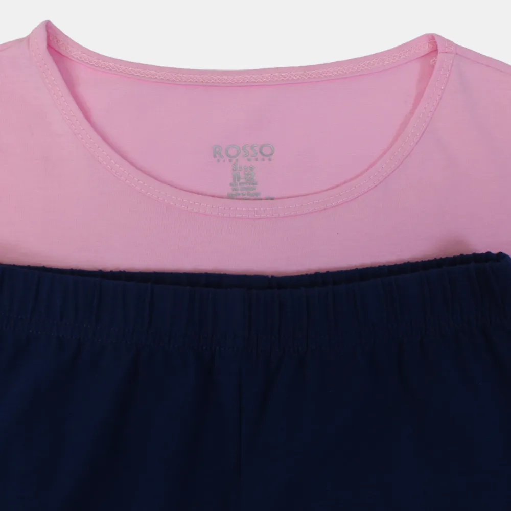 Pyjama en coton pour filles en rose/noir