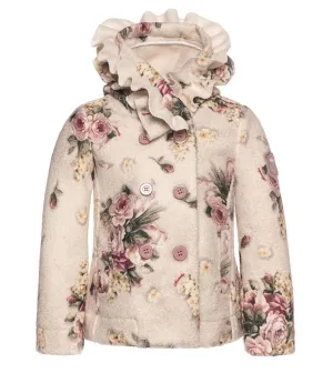 Veste à volants floraux crème pour filles
