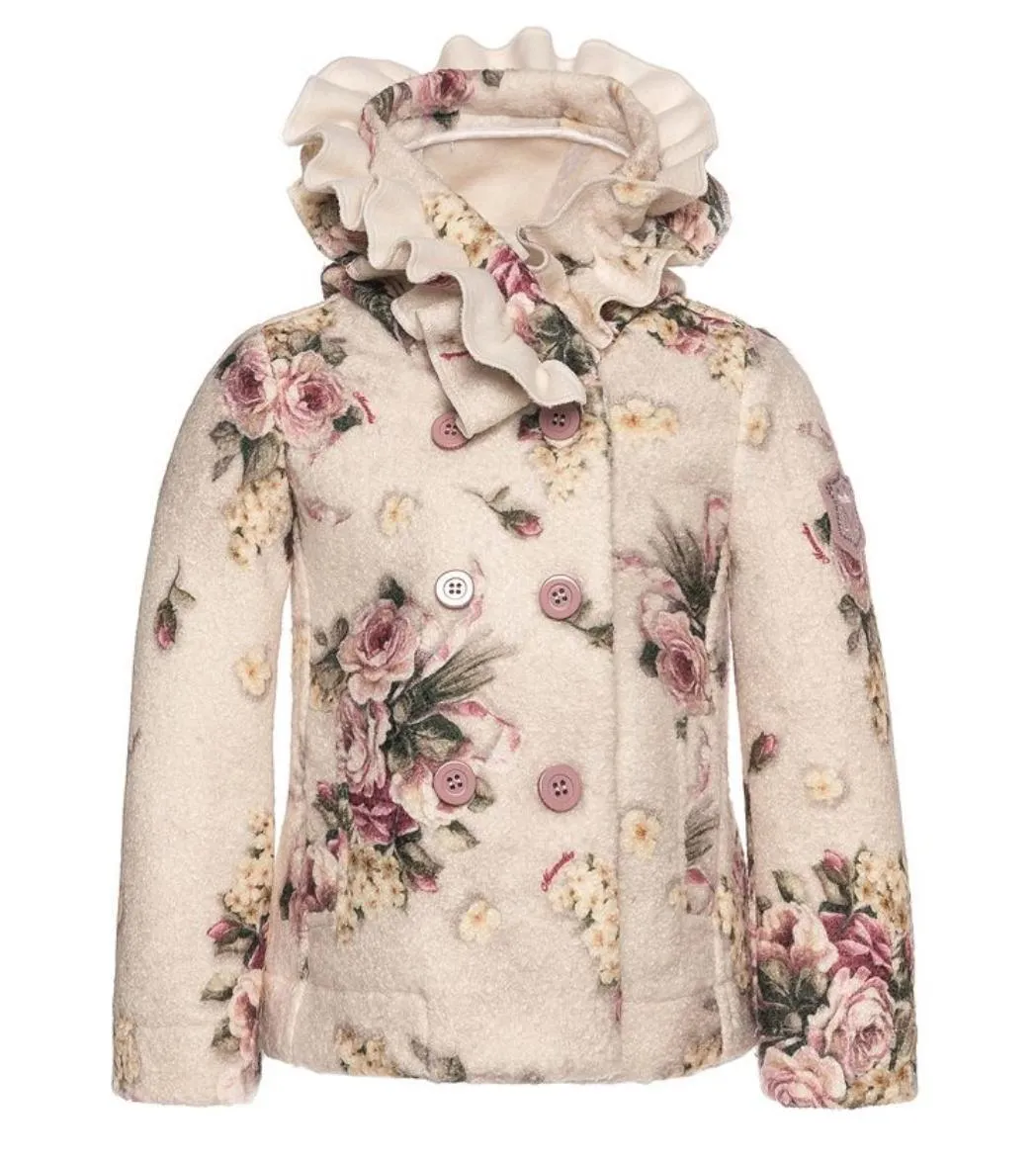 Veste à volants floraux crème pour filles