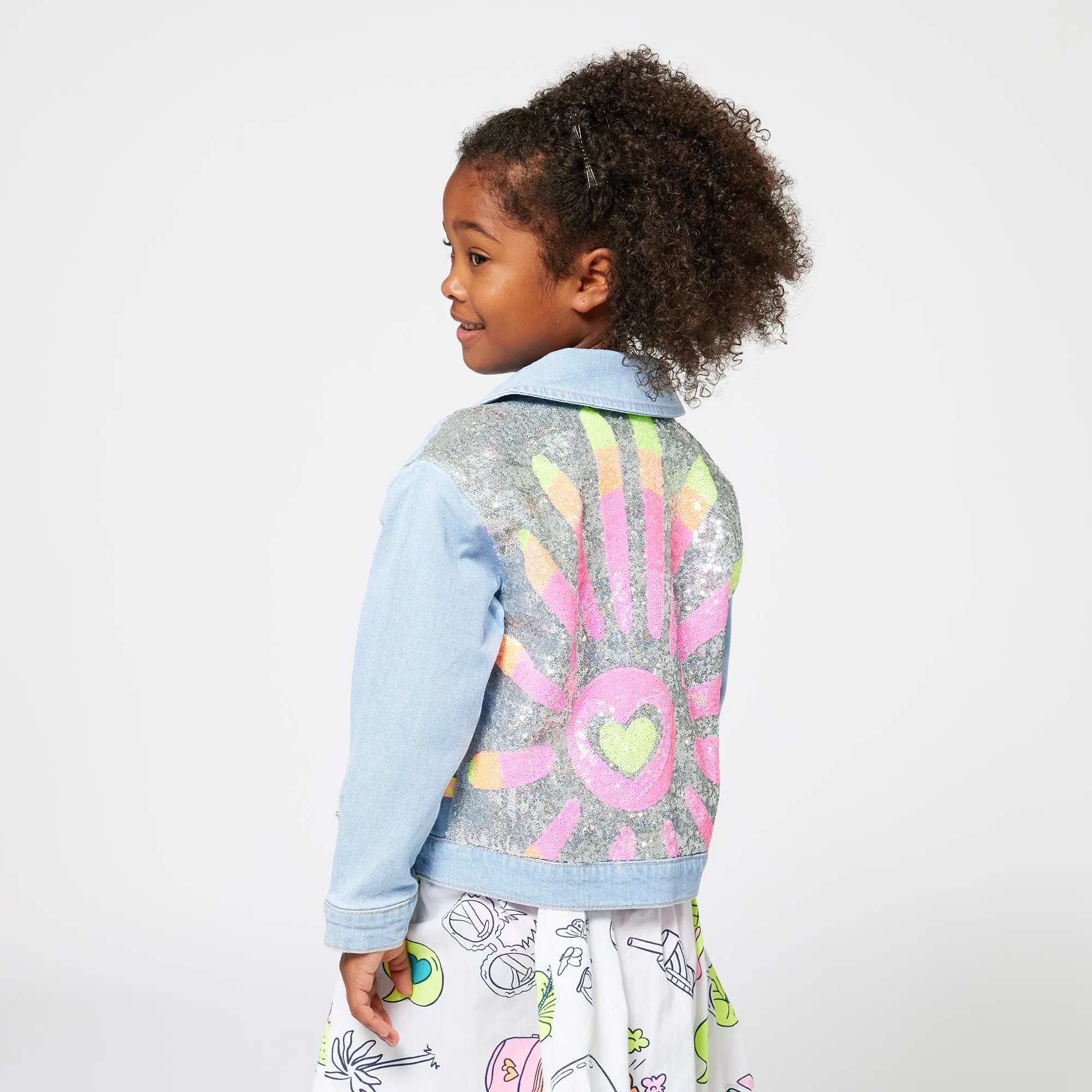 Veste en jean à paillettes pour filles