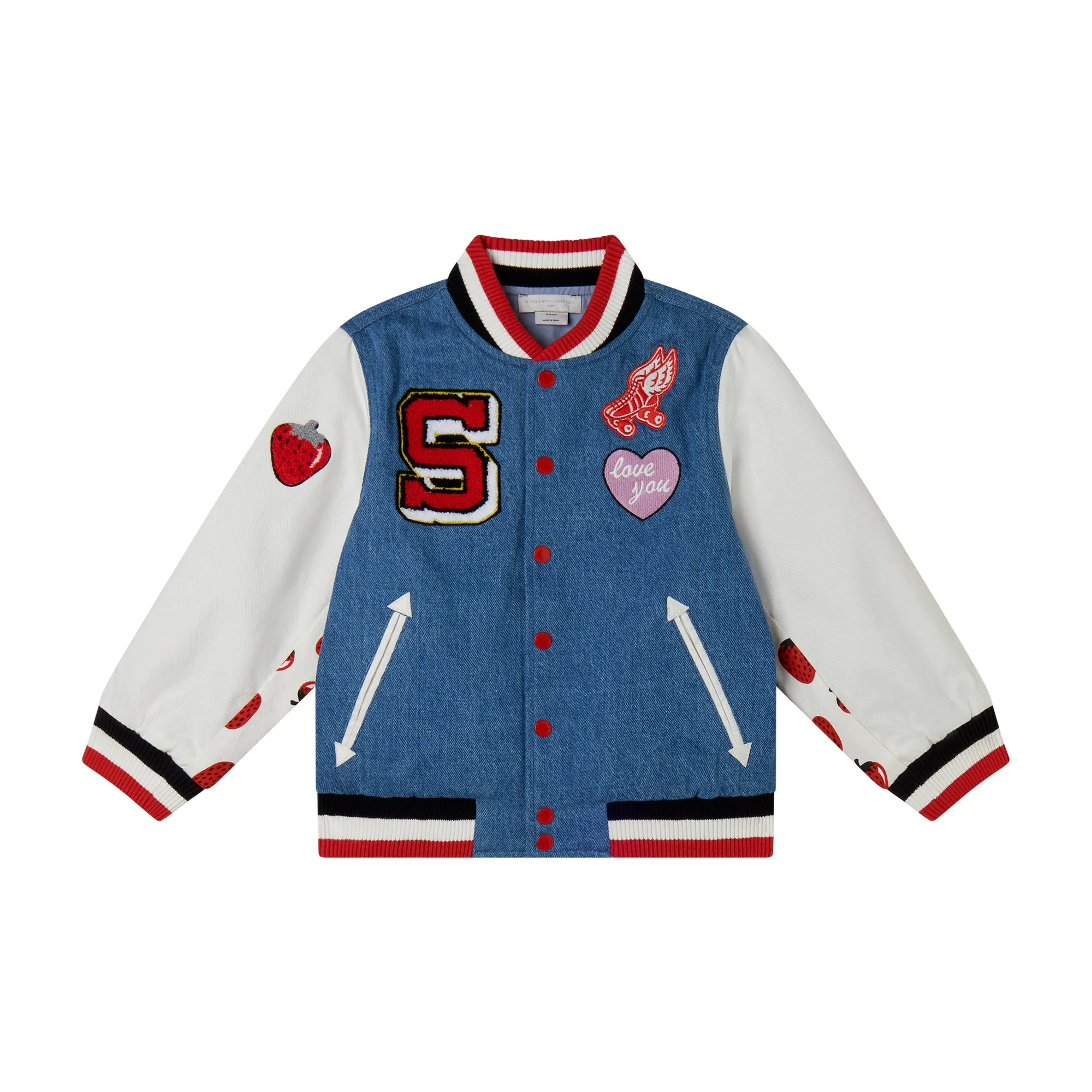Veste bomber en jean fraise pour filles
