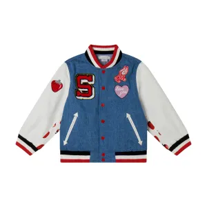 Veste bomber en jean fraise pour filles
