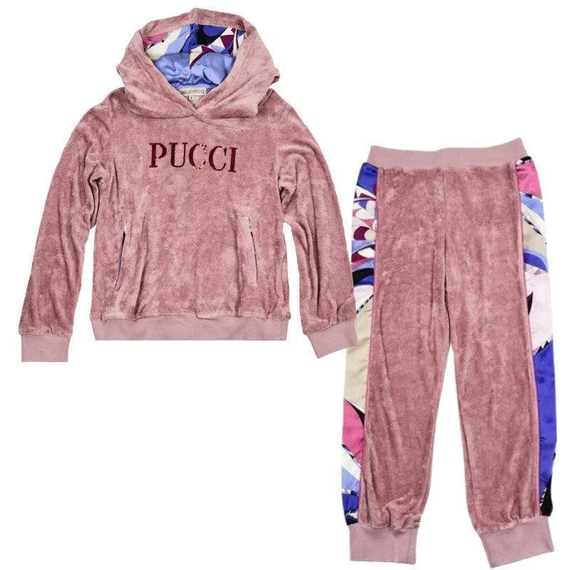 Ensemble de sweat-shirt en velours rose poussiéreux pour filles