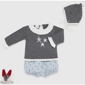 Ensemble Haut Estrella Gris et Bloomer Étoile Vert Menthe pour Filles