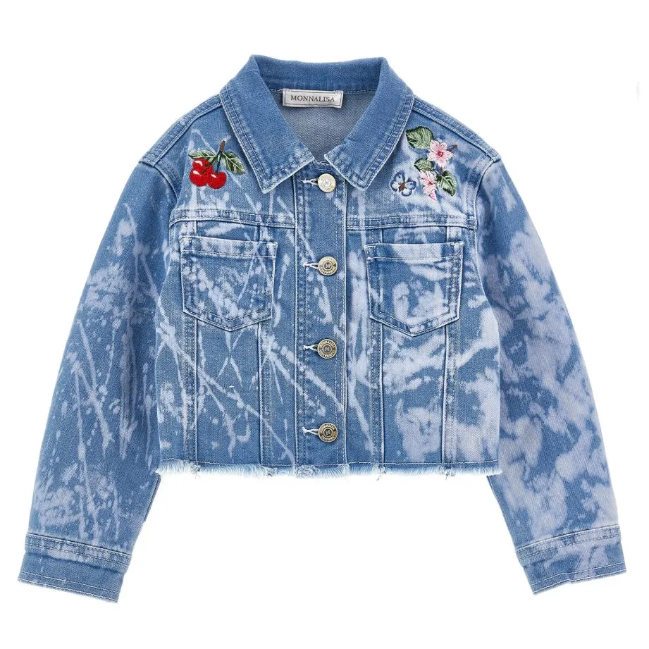 Veste en jean fleuri pour filles