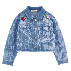 Veste en jean fleuri pour filles