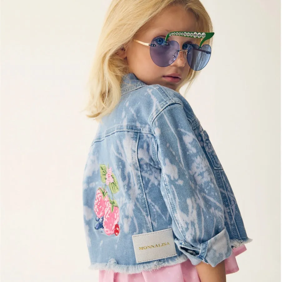 Veste en jean fleuri pour filles