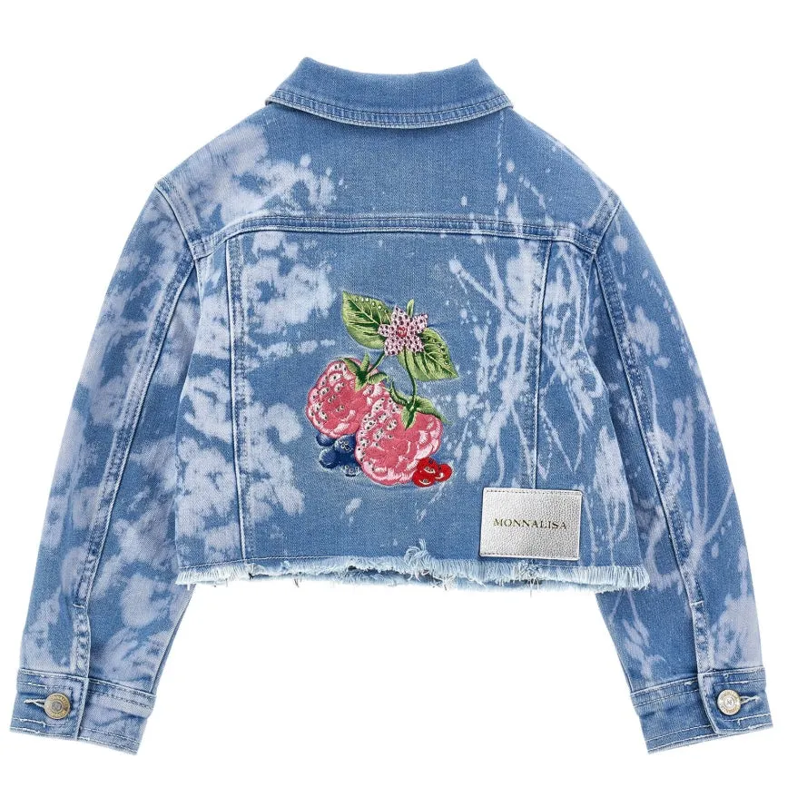 Veste en jean fleuri pour filles