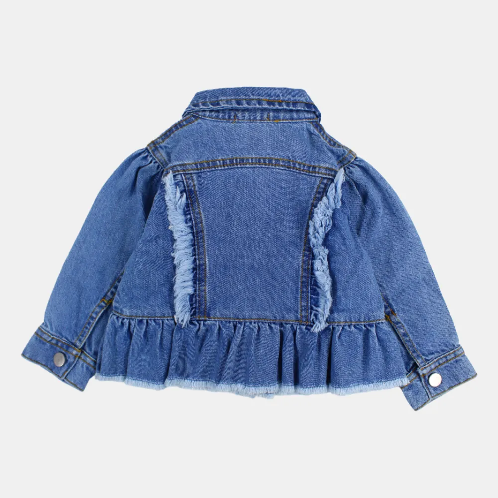 Veste en denim à manches longues avec volants pour filles