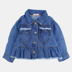 Veste en denim à manches longues avec volants pour filles