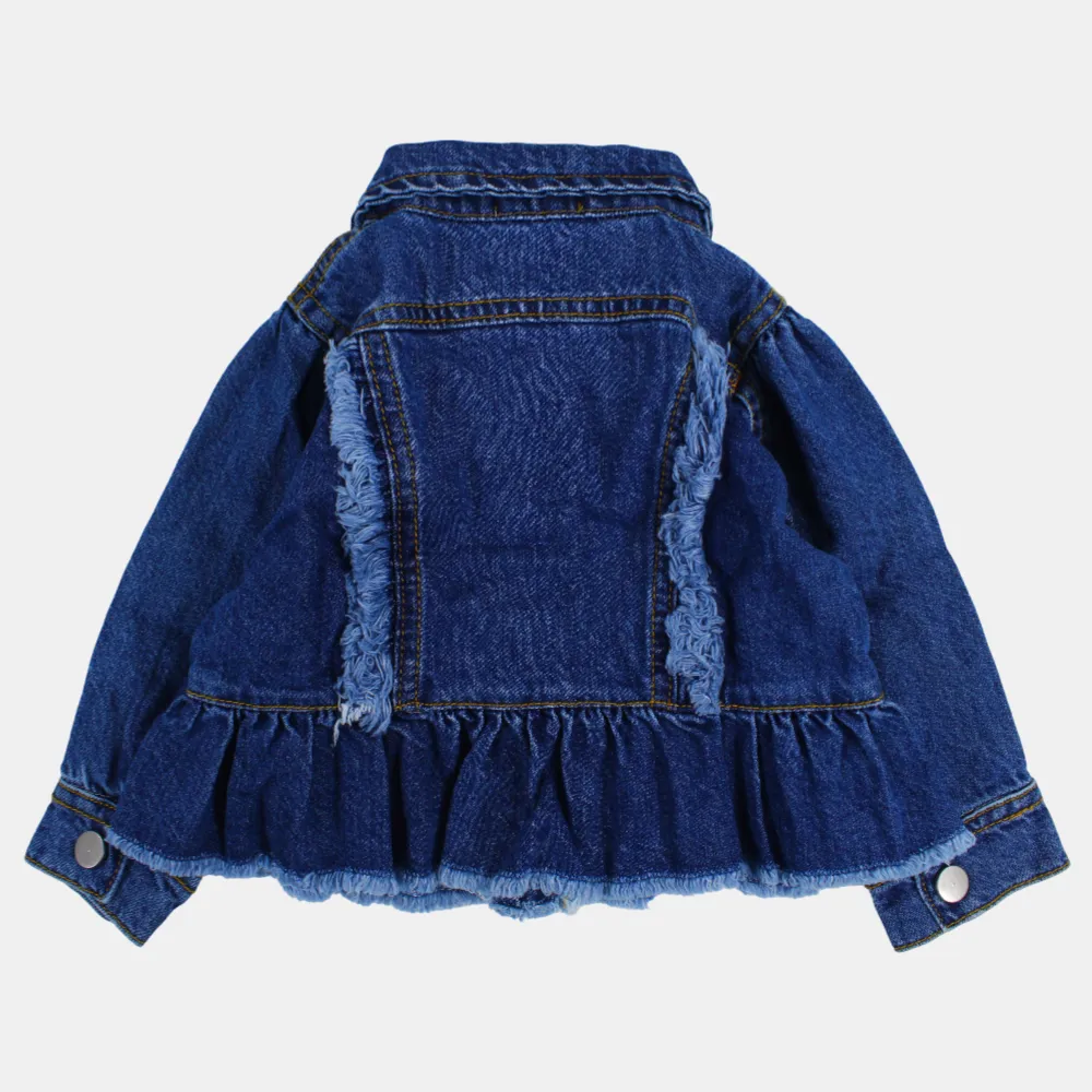 Veste en denim à manches longues avec volants pour filles