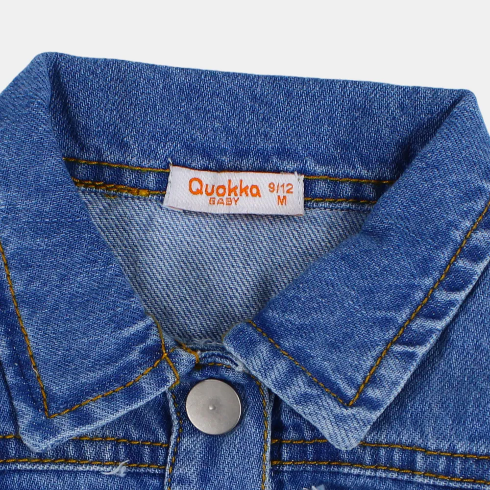 Veste en denim à manches longues avec volants pour filles