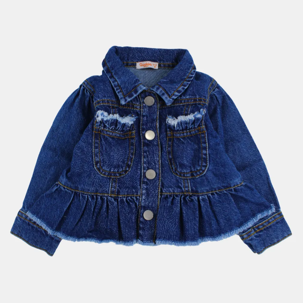 Veste en denim à manches longues avec volants pour filles