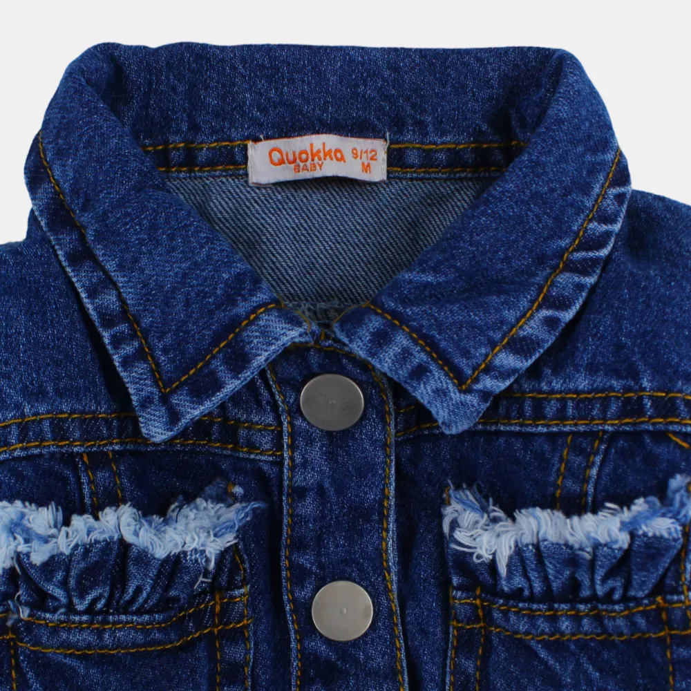 Veste en denim à manches longues avec volants pour filles