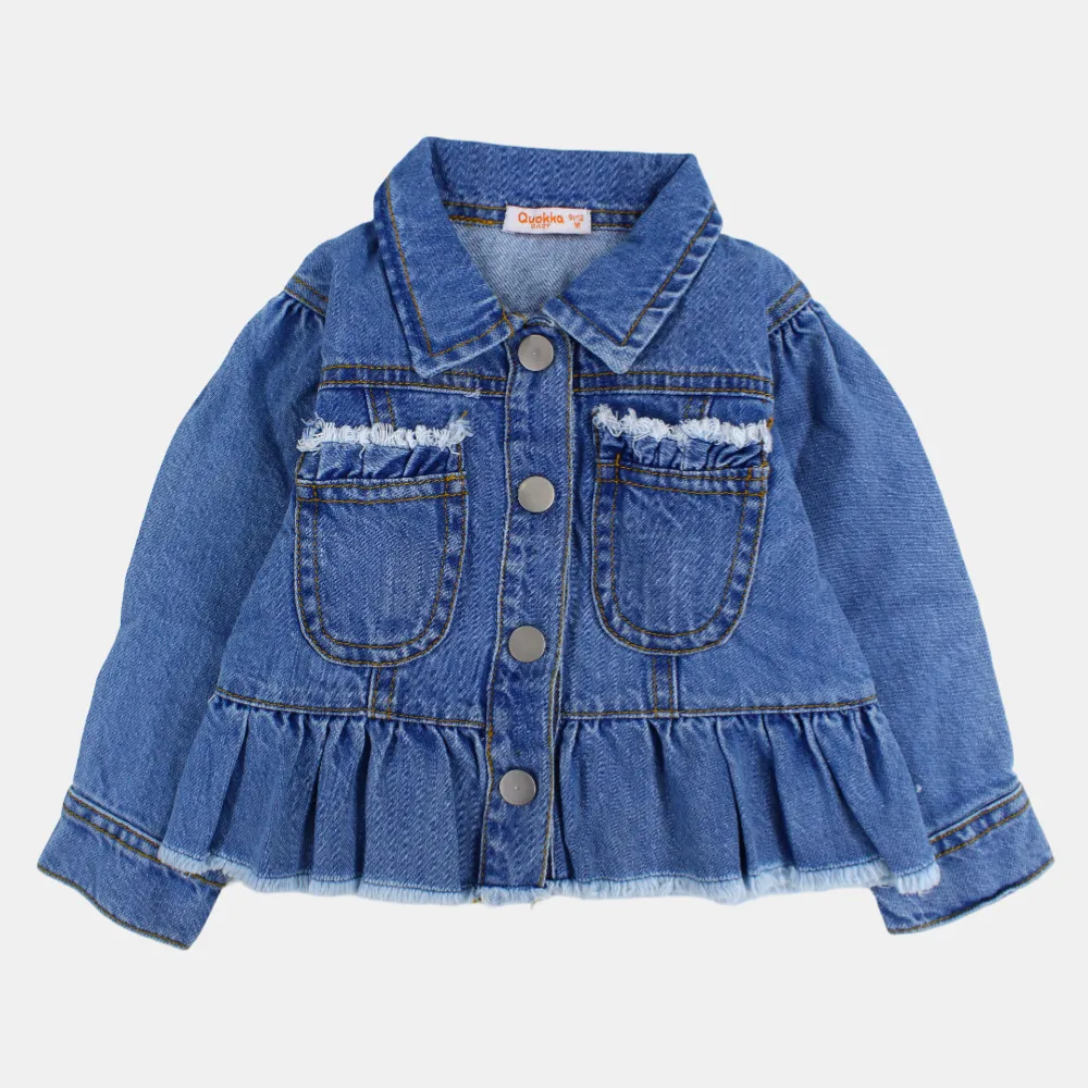Veste en denim à manches longues avec volants pour filles