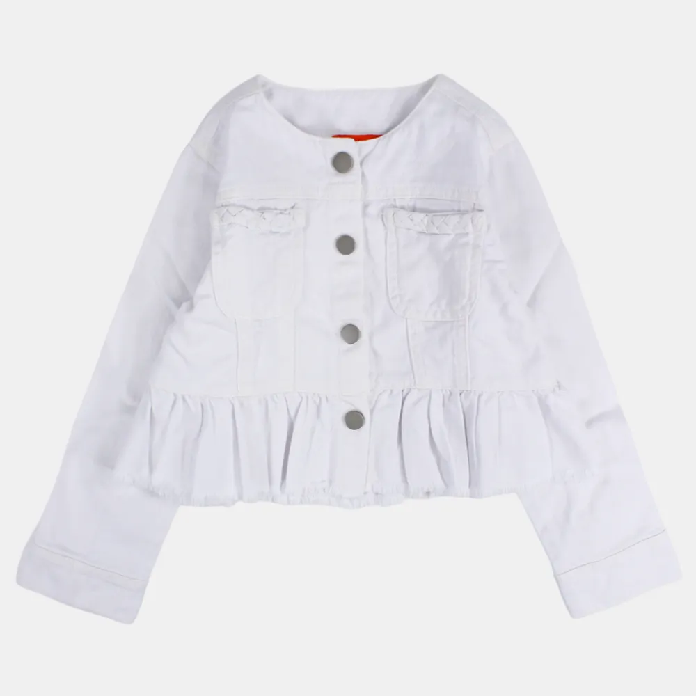 Veste en gabardine blanche à manches longues et volants pour filles