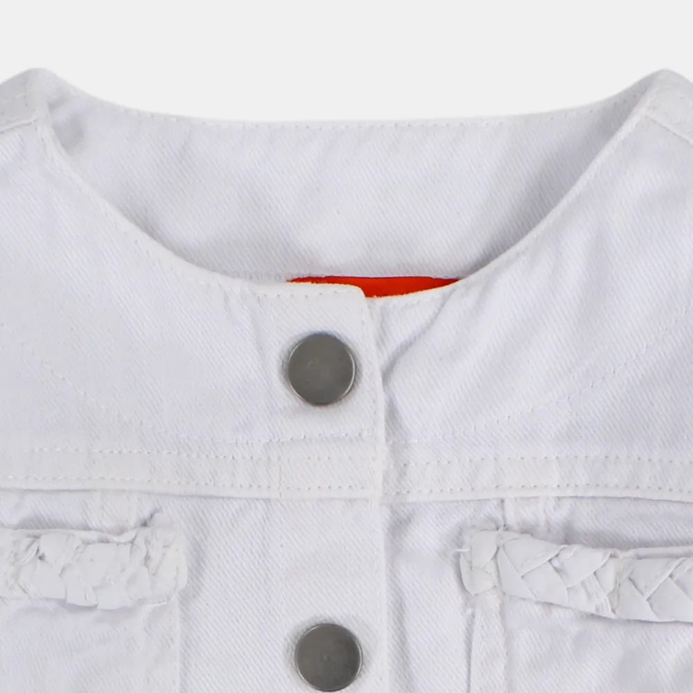 Veste en gabardine blanche à manches longues et volants pour filles