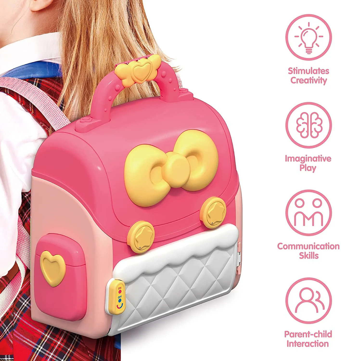 Maison de Poupée et École pour Jeu de Rôle des Filles avec Sac à Dos Portable
