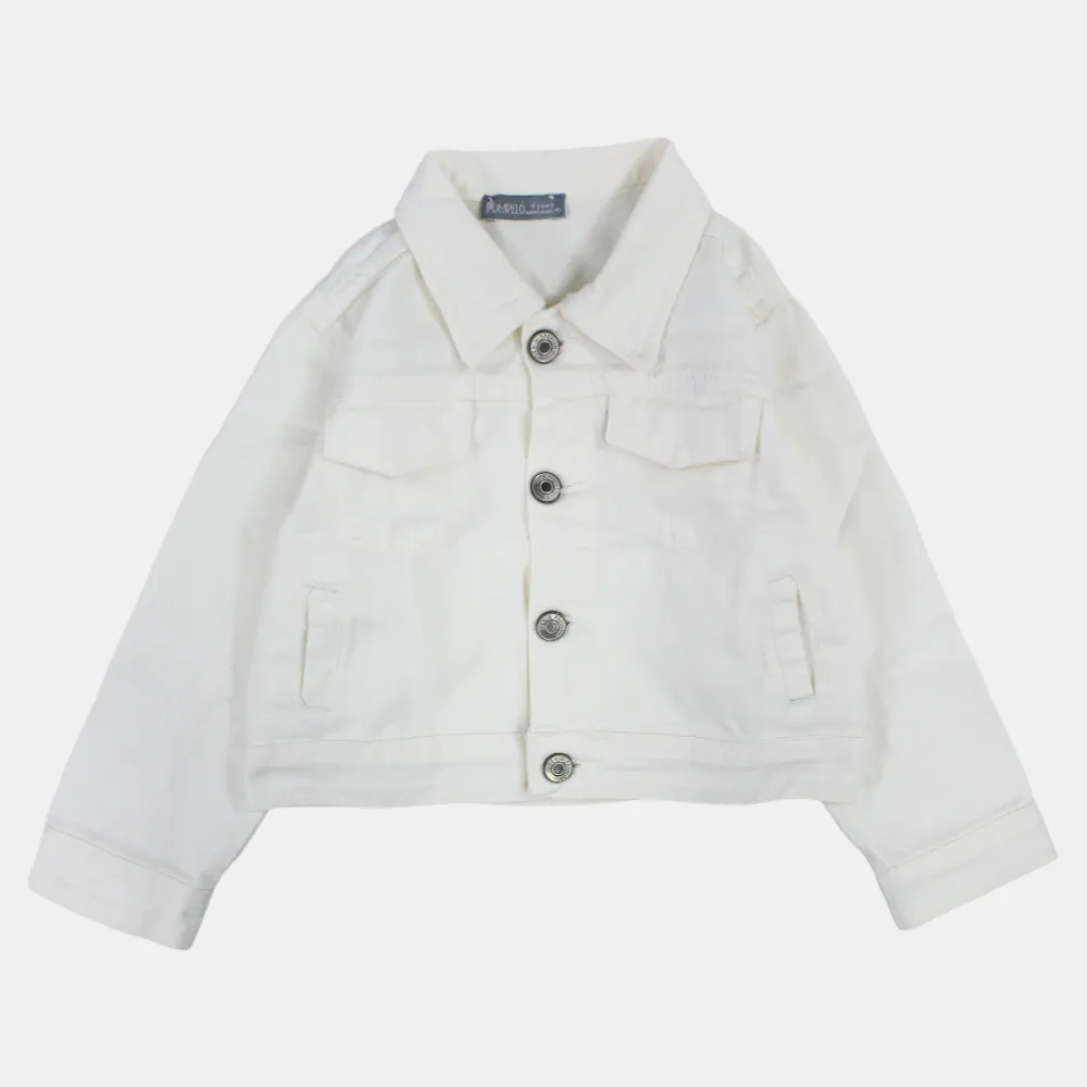 Veste en gabardine blanche pour filles
