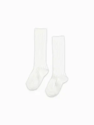 chaussettes hautes blanches côtelées pour filles