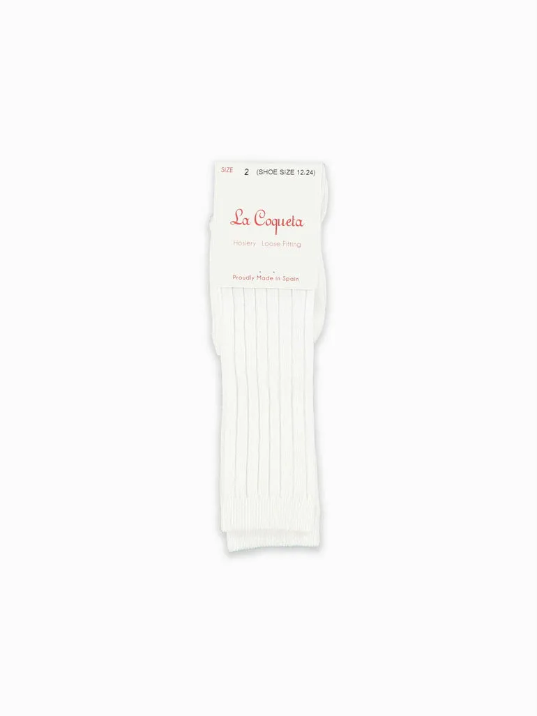 chaussettes hautes blanches côtelées pour filles