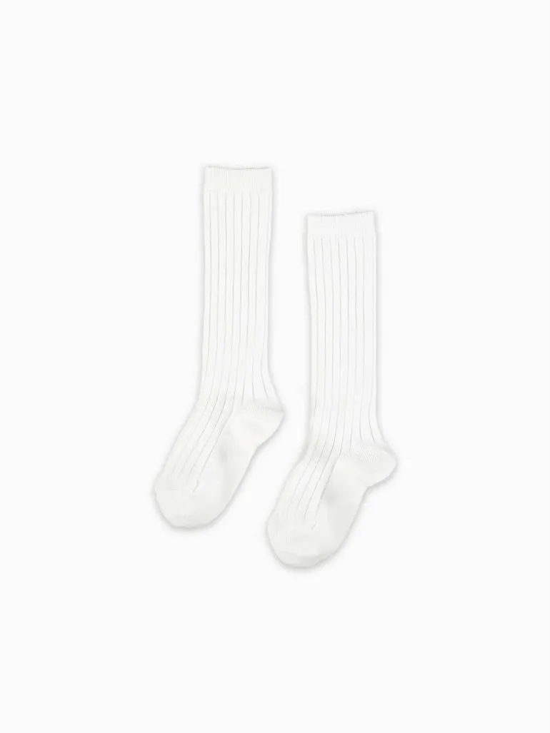 chaussettes hautes blanches côtelées pour filles
