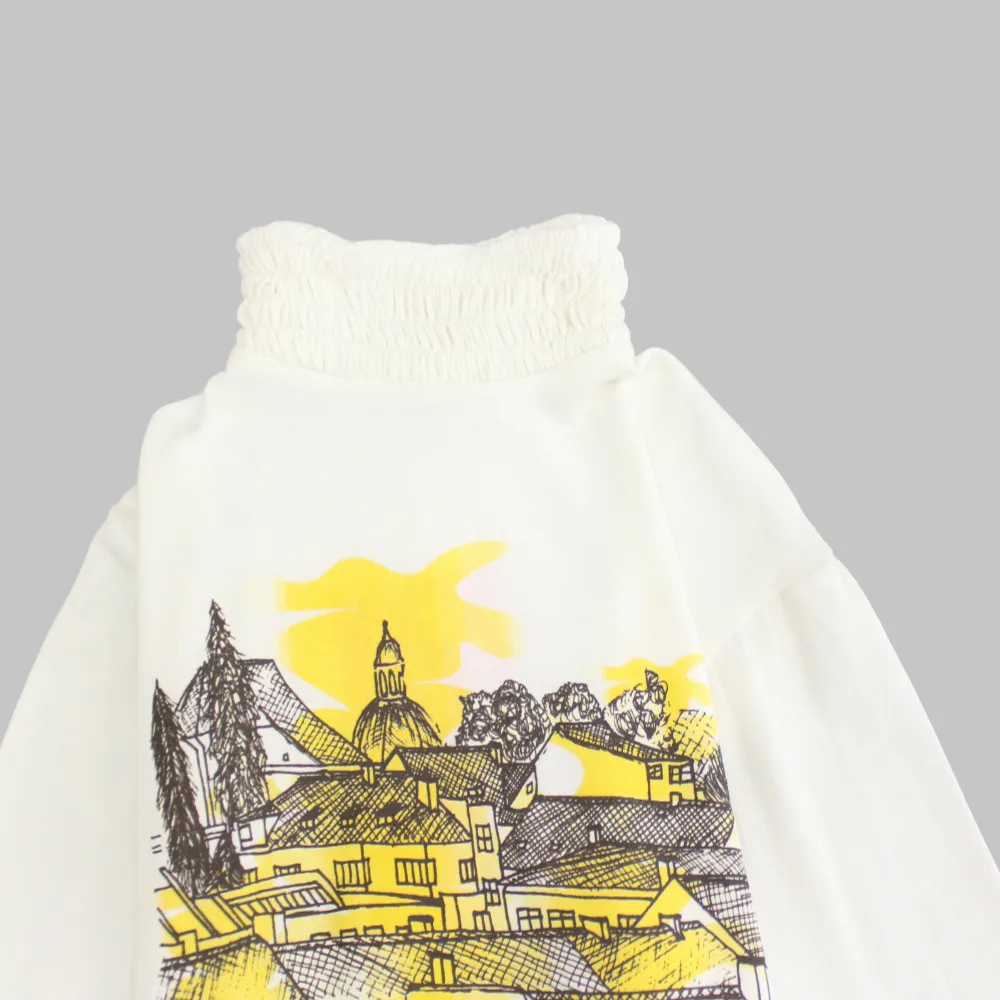 T-shirt féminin à col haut et manches longues